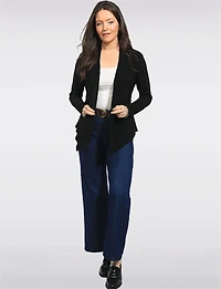 Versatile Lightweight Draped Open-Front Long-Sleeve Cardigan by Perle
