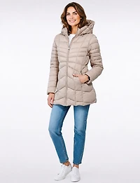 Vegan Ultra-Lightweight Active Sporty Hooded Quilted Puffer Jacket by Point Zero