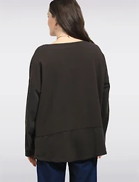 Crinkled Textured Rounded High-Low Hem Tunic with Chic Necklace by Froccella