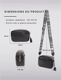 Kate Vegan Leather Changeable Strap Crossbody Purse with Zip & Snap Pockets