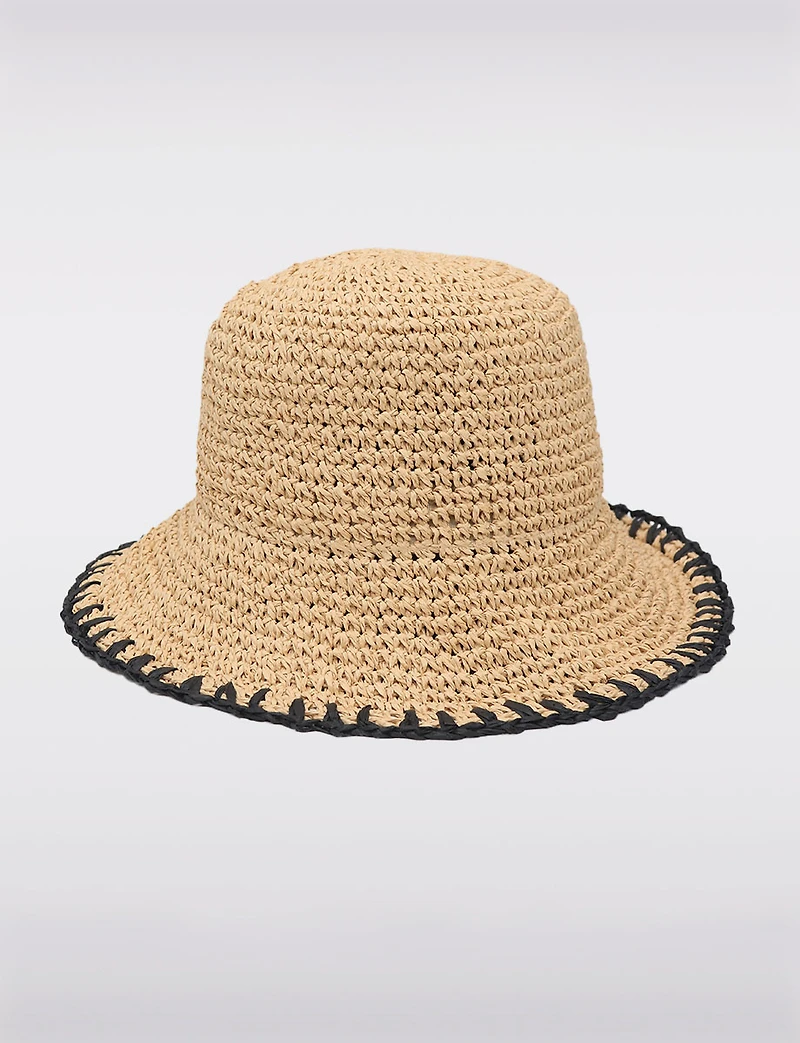 Handcrafted Crochet Straw Hat with Black Border by Dogree