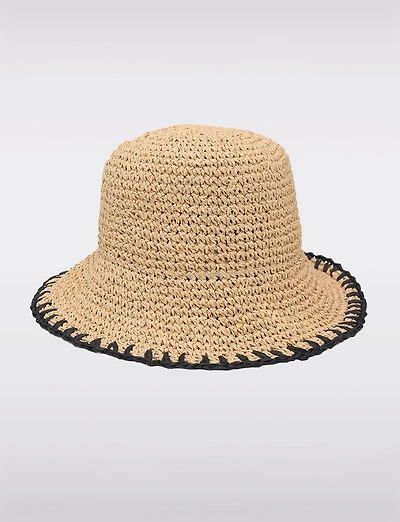 Handcrafted Crochet Straw Hat with Black Border by Dogree