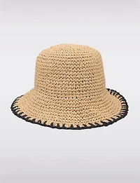 Handcrafted Crochet Straw Hat with Black Border by Dogree
