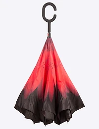 Versatile Inverted Red Umbrella With Floral Pattern By Up-Brella