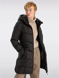 Classic Vegan High Collar Pillow Neck Long Puffer Jacket by Point Zero