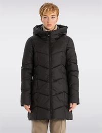 Classic Vegan High Collar Pillow Neck Long Puffer Jacket by Point Zero