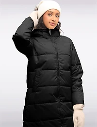Long Quilted Straight Cut Hooded Puffer Jacket by Luhta