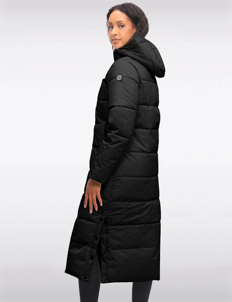 Long Quilted Straight Cut Hooded Puffer Jacket by Luhta