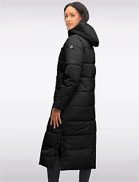 Long Quilted Straight Cut Hooded Puffer Jacket by Luhta