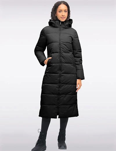 Long Quilted Straight Cut Hooded Puffer Jacket by Luhta