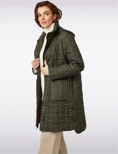 Quilted Water-Repellent Jacket with Detachable Hood and Side Slits by Frandsen