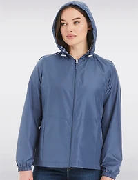 Lightweight Active Sporty  Windbreaker Jacket With Gingham-Lined Hood by Details