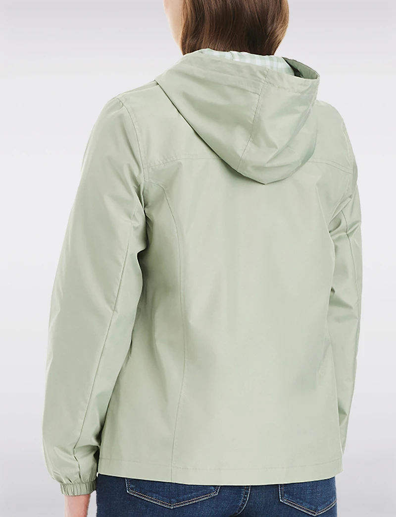 Lightweight Active Sporty Windbreaker Jacket With Gingham-Lined Hood by Details