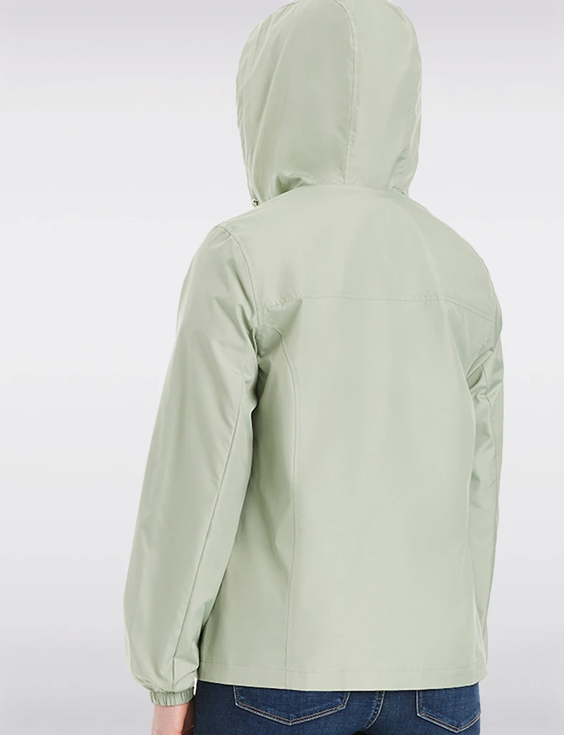 Lightweight Active Sporty Windbreaker Jacket With Gingham-Lined Hood by Details
