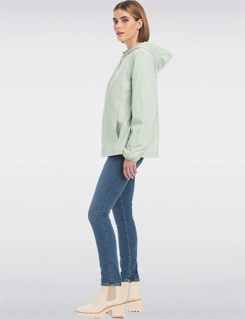 Lightweight Active Sporty Windbreaker Jacket With Gingham-Lined Hood by Details