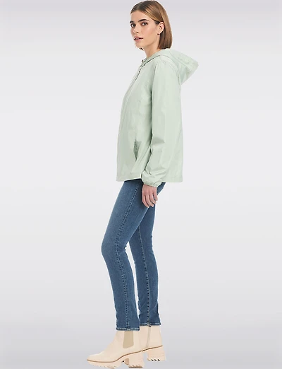 Lightweight Active Sporty  Windbreaker Jacket With Gingham-Lined Hood by Details