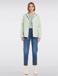 Lightweight Active Sporty  Windbreaker Jacket With Gingham-Lined Hood by Details