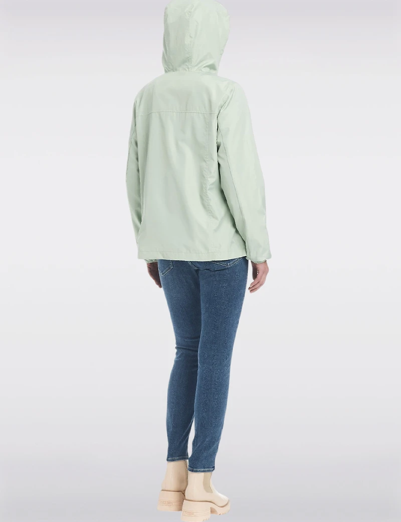 Lightweight Active Sporty Windbreaker Jacket With Gingham-Lined Hood by Details