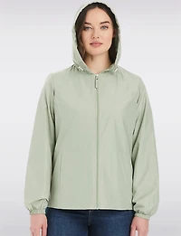 Lightweight Active Sporty  Windbreaker Jacket With Gingham-Lined Hood by Details