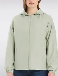 Lightweight Active Sporty  Windbreaker Jacket With Gingham-Lined Hood by Details