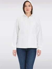 Lightweight Active Sporty  Windbreaker Jacket With Stripe-Lined Hood by Details