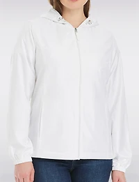 Lightweight Active Sporty  Windbreaker Jacket With Stripe-Lined Hood by Details