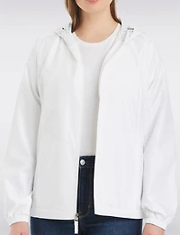 Lightweight Active Sporty  Windbreaker Jacket With Stripe-Lined Hood by Details