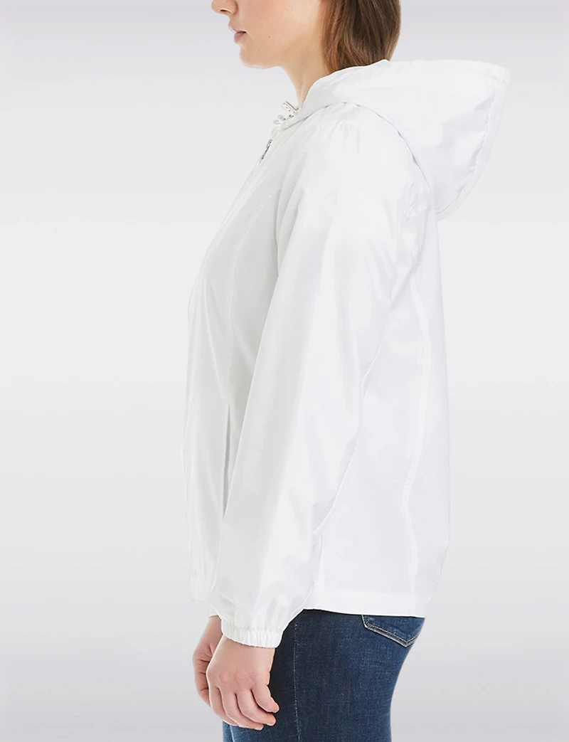 Lightweight Active Sporty  Windbreaker Jacket With Stripe-Lined Hood by Details