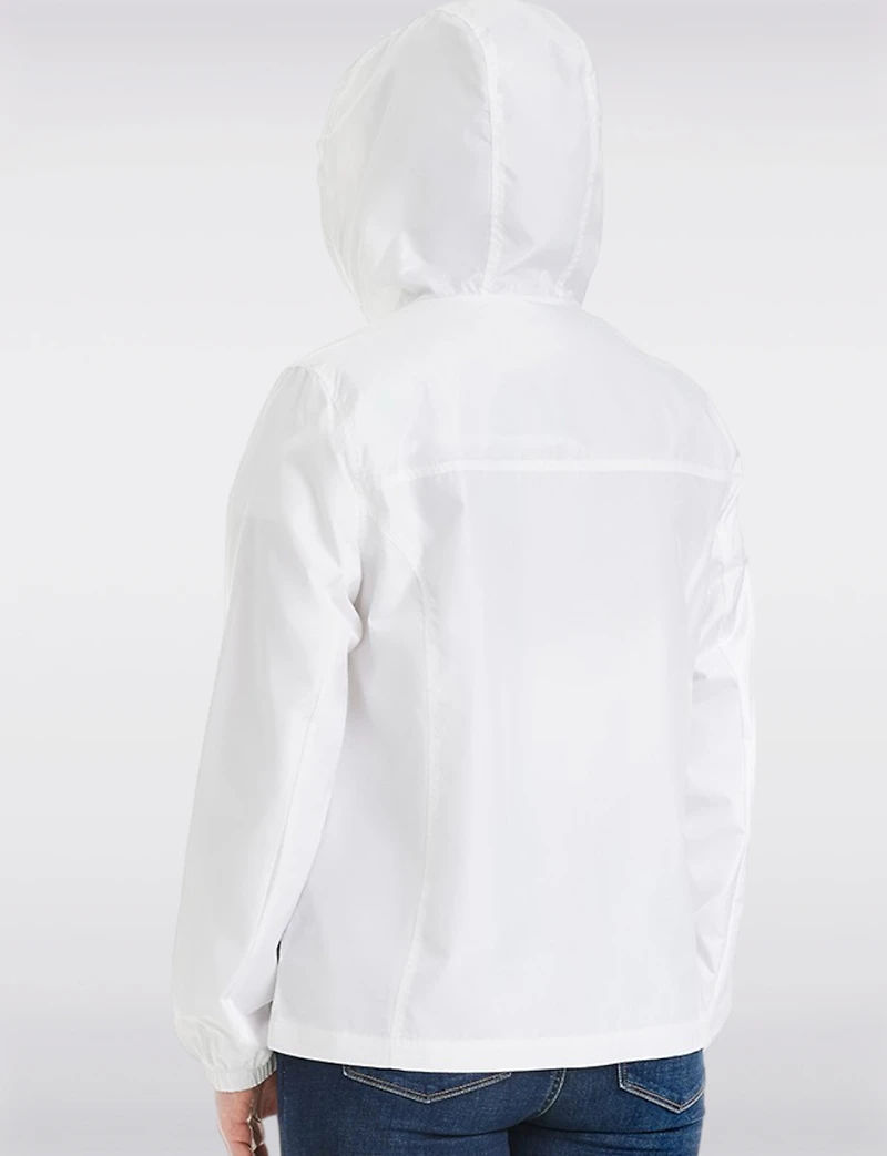 Lightweight Active Sporty  Windbreaker Jacket With Stripe-Lined Hood by Details