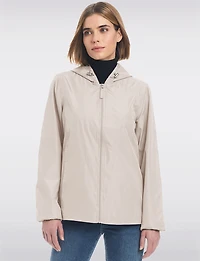 Lightweight Active Sporty  Windbreaker Jacket With Stripe-Lined Hood by Details
