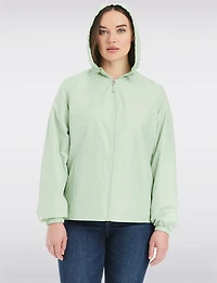 Lightweight Active Sporty  Windbreaker Jacket With Floral-Lined Hood by Details