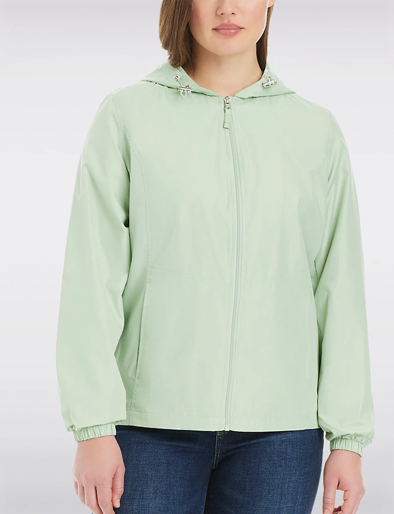 Lightweight Active Sporty Windbreaker Jacket With Floral-Lined Hood by Details