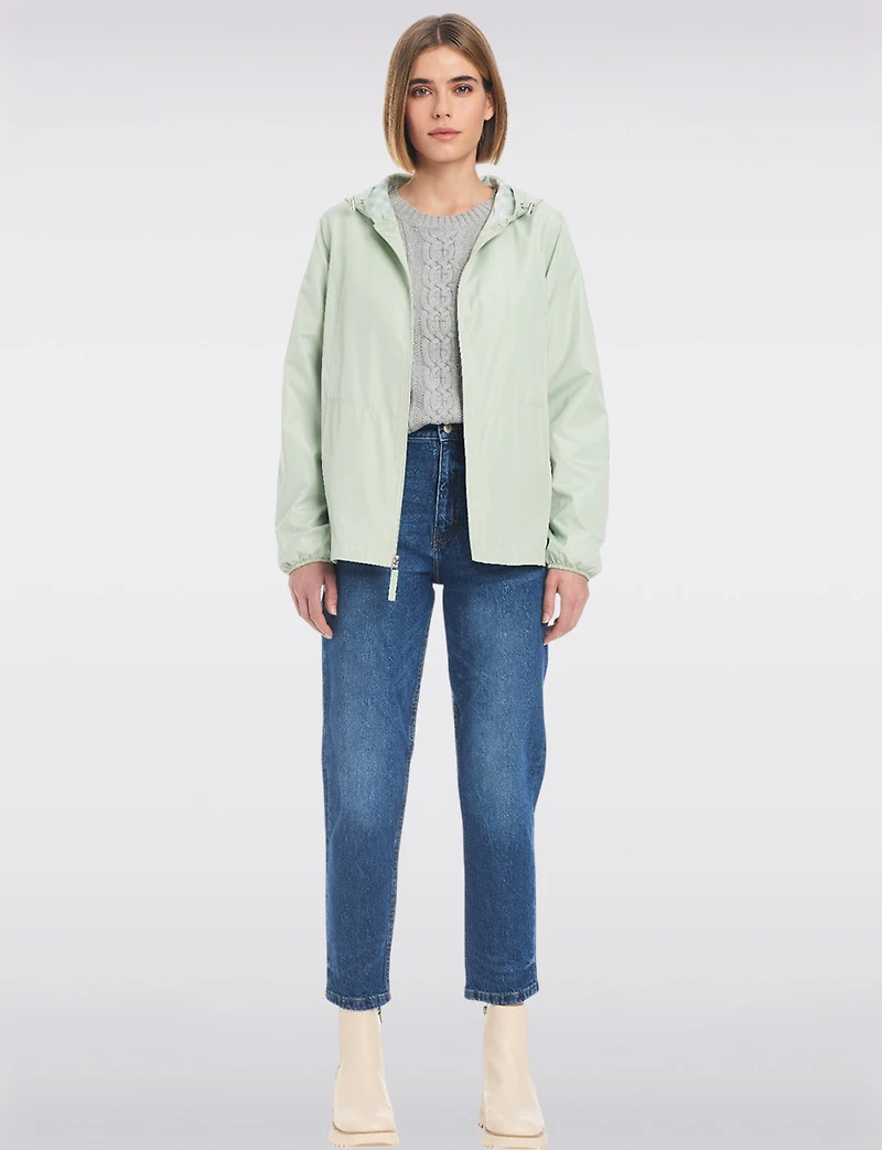 Lightweight Active Sporty Windbreaker Jacket With Floral-Lined Hood by Details