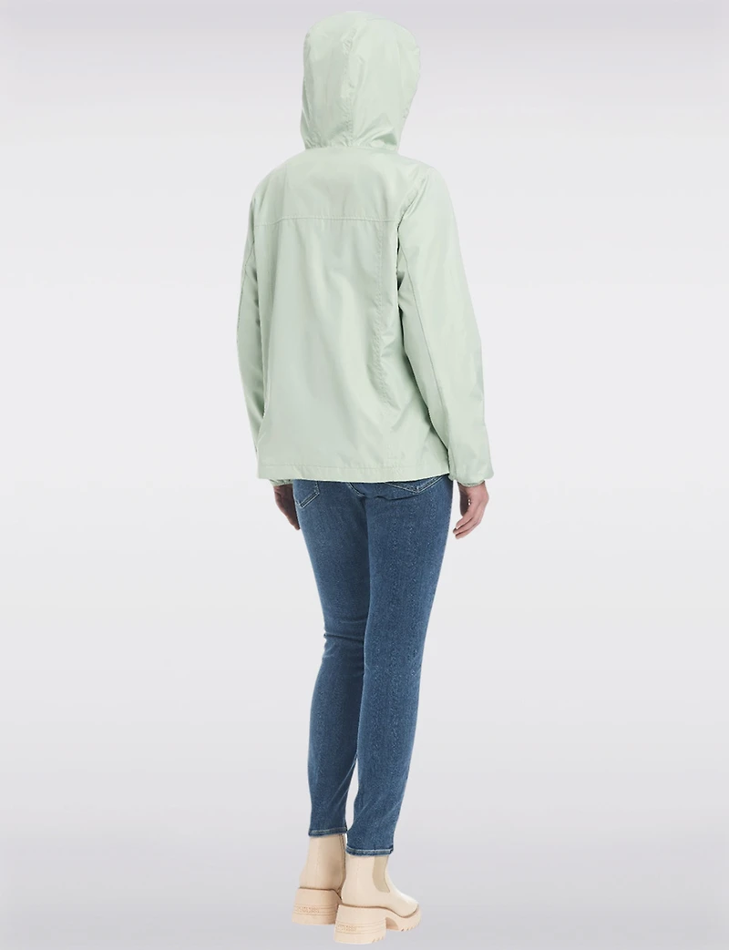 Lightweight Active Sporty Windbreaker Jacket With Floral-Lined Hood by Details