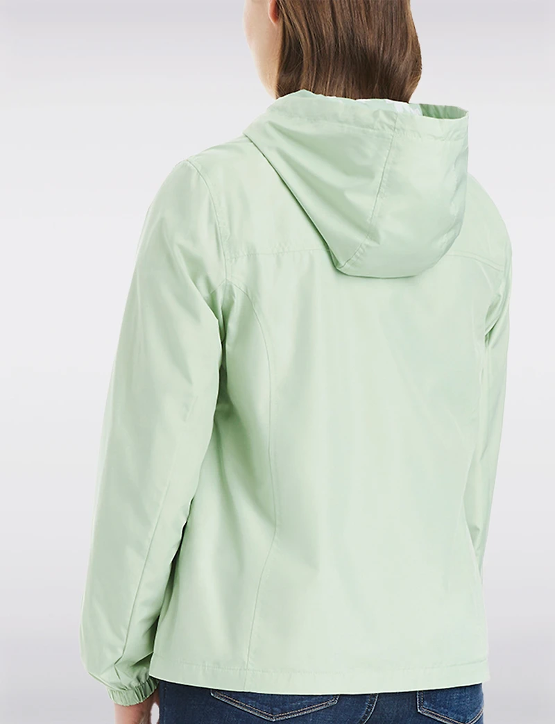 Lightweight Active Sporty Windbreaker Jacket With Floral-Lined Hood by Details