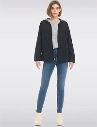 Lightweight Active Sporty  Windbreaker Jacket With Floral-Lined Hood by Details