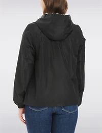Lightweight Active Sporty  Windbreaker Jacket With Floral-Lined Hood by Details