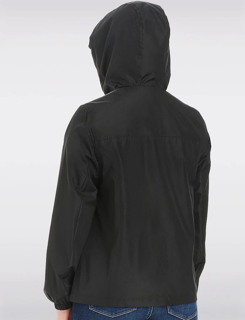 Lightweight Active Sporty  Windbreaker Jacket With Floral-Lined Hood by Details