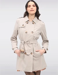 Vegan Breathe-Tech® Classic Double-Breasted Belted Trench Coat by Saki