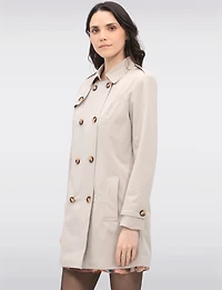 Vegan Breathe-Tech® Classic Double-Breasted Belted Trench Coat by Saki