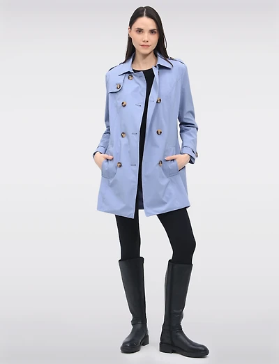 Vegan Breathe-Tech® Classic Double-Breasted Belted Trench Coat by Saki