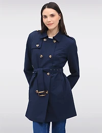 Vegan Breathe-Tech® Classic Double-Breasted Belted Trench Coat by Saki