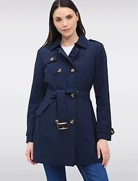 Vegan Breathe-Tech® Classic Double-Breasted Belted Trench Coat by Saki