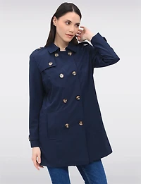Vegan Breathe-Tech® Classic Double-Breasted Belted Trench Coat by Saki