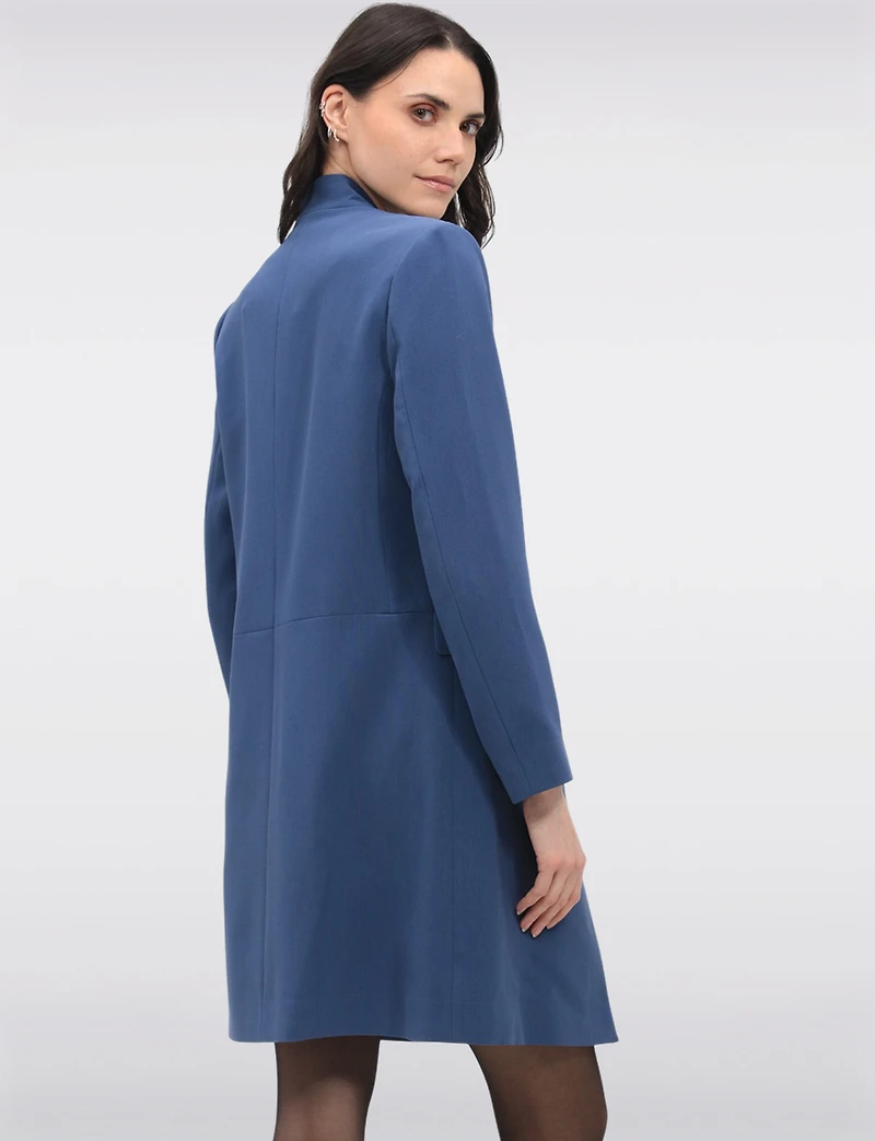 Sleek Open-Front Straight Cut Lined Blazer with Front Flap Pockets by Saki