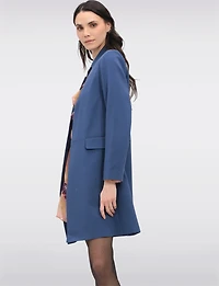 Sleek Open-Front Straight Cut Lined Blazer with Front Flap Pockets by Saki