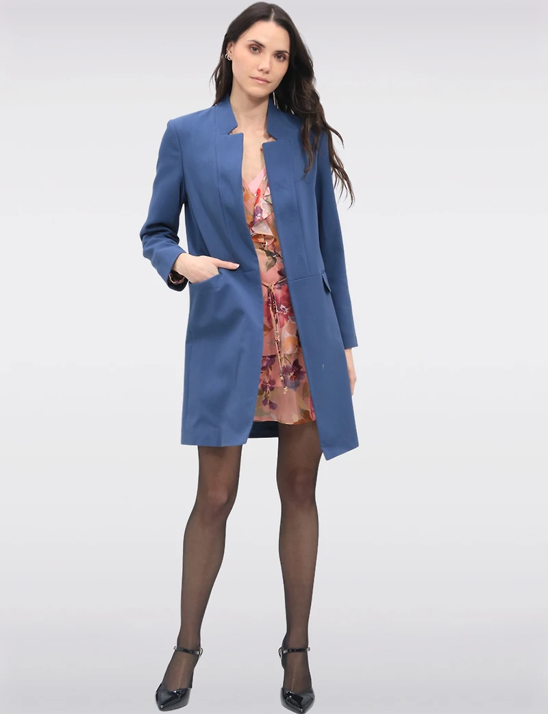 Sleek Open-Front Straight Cut Lined Blazer with Front Flap Pockets by Saki