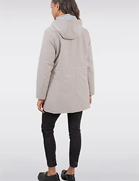 Vegan Softshell Breathe-Tech® Stripe-Lined Cinchable Waist Parka by Saki