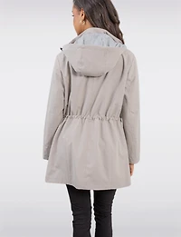 Vegan Softshell Breathe-Tech® Stripe-Lined Cinchable Waist Parka by Saki