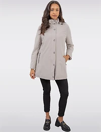 Vegan Softshell Breathe-Tech® Stripe-Lined Cinchable Waist Parka by Saki